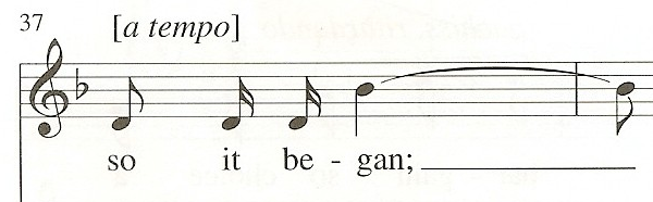 variation of rhythmic motif in measure 37