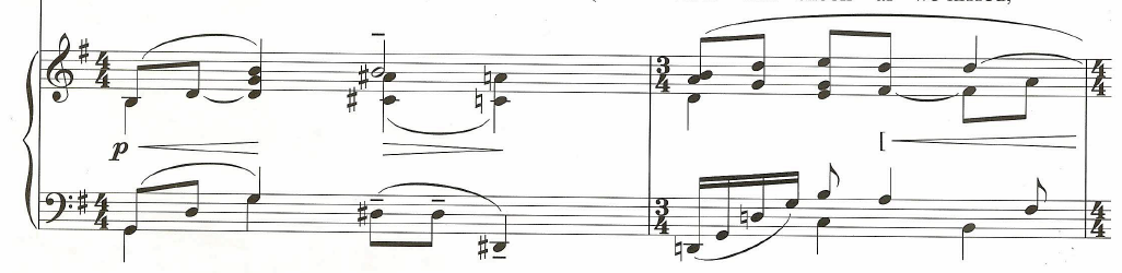 Piano accompaniment for the first two measures